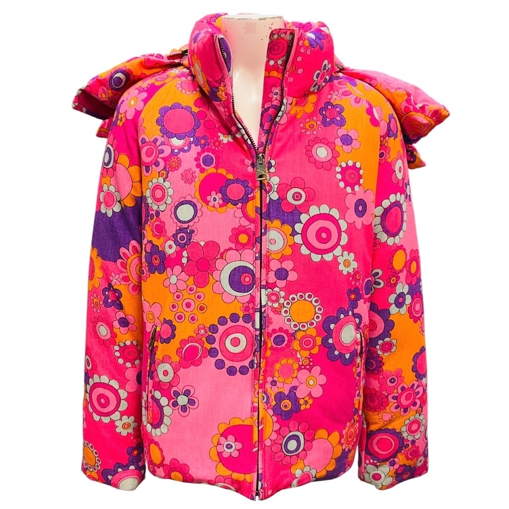 ERL PINK MULTI FLORAL DOWN JACKET